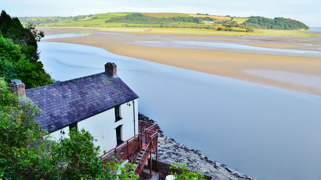 Dylan Thomas's Boat house and the Estuary.